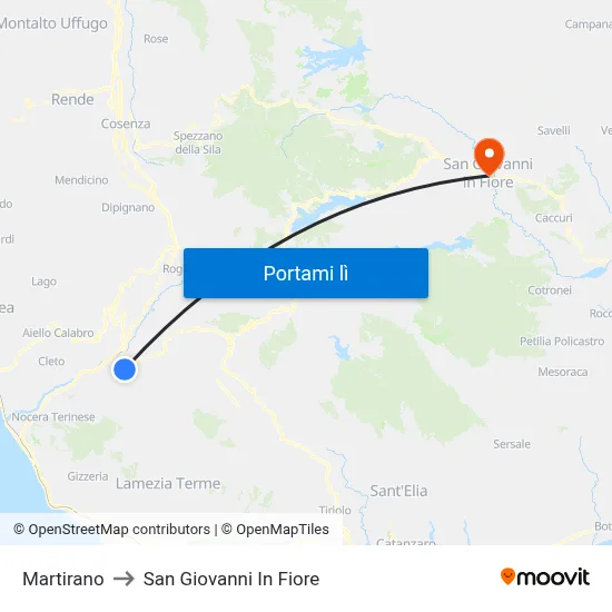 Martirano to San Giovanni In Fiore map