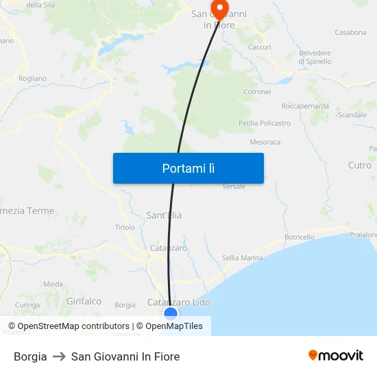 Borgia to San Giovanni In Fiore map