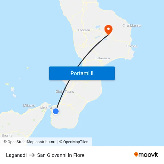 Laganadi to San Giovanni In Fiore map