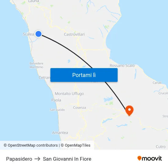 Papasidero to San Giovanni In Fiore map