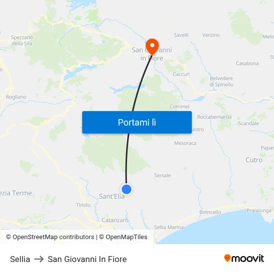 Sellia to San Giovanni In Fiore map