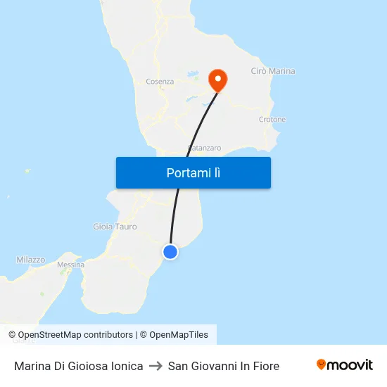 Marina Di Gioiosa Ionica to San Giovanni In Fiore map