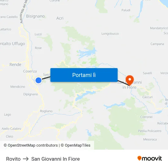 Rovito to San Giovanni In Fiore map