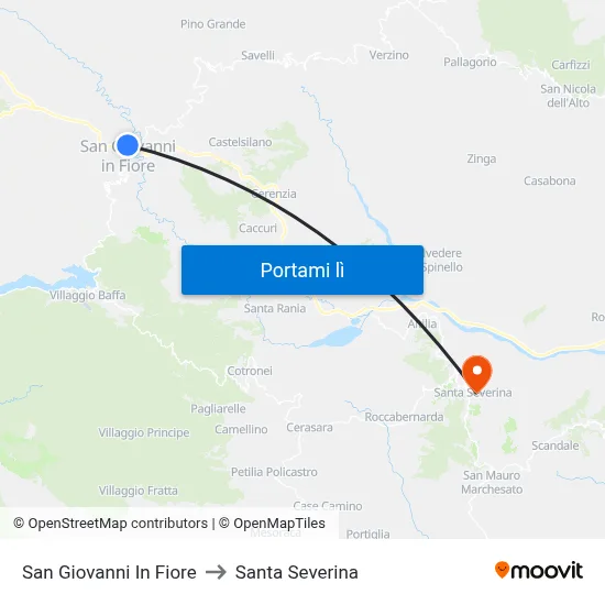 San Giovanni In Fiore to Santa Severina map
