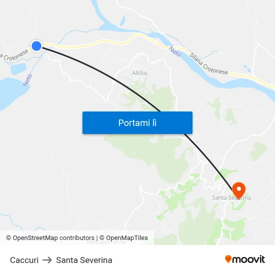 Caccuri to Santa Severina map