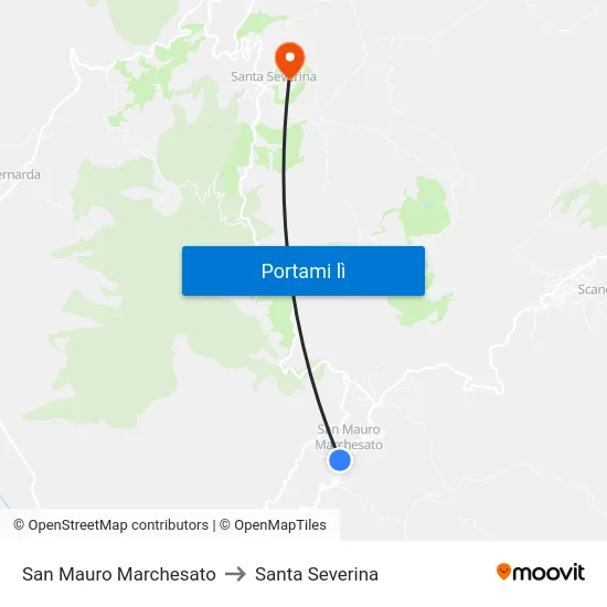 San Mauro Marchesato to Santa Severina map