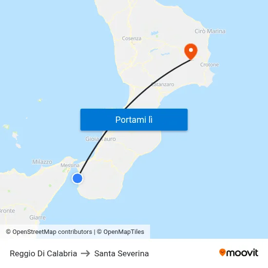 Reggio Di Calabria to Santa Severina map