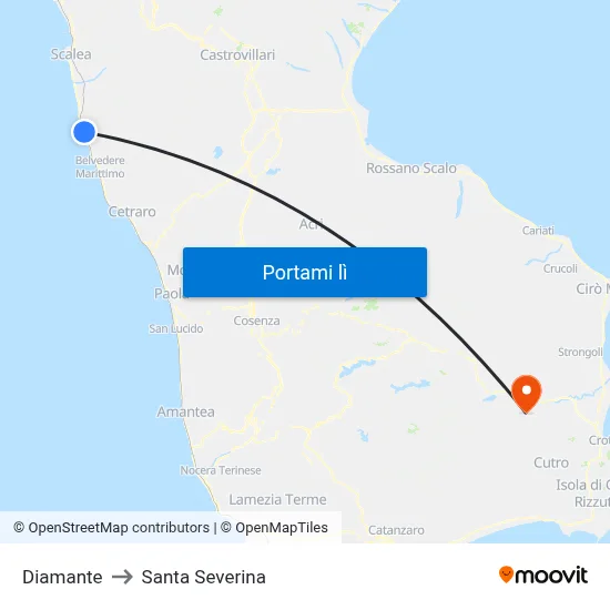 Diamante to Santa Severina map