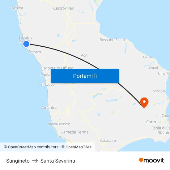Sangineto to Santa Severina map