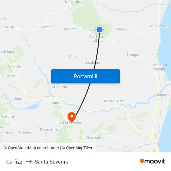 Carfizzi to Santa Severina map