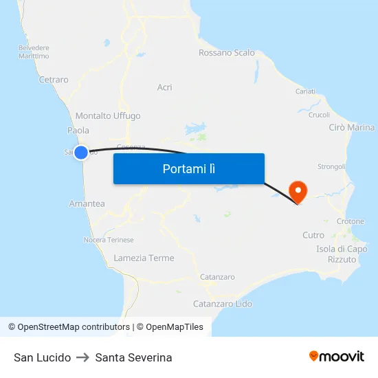 San Lucido to Santa Severina map