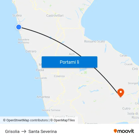 Grisolia to Santa Severina map