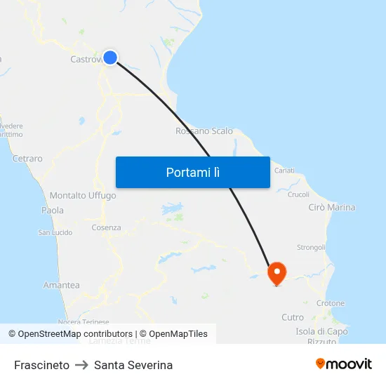 Frascineto to Santa Severina map