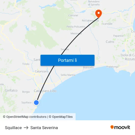 Squillace to Santa Severina map