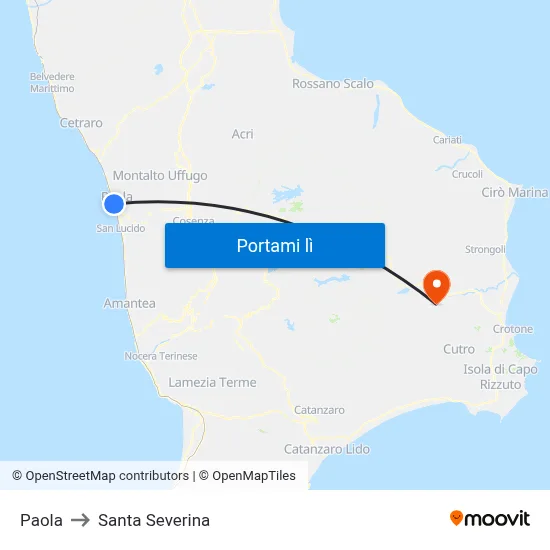 Paola to Santa Severina map