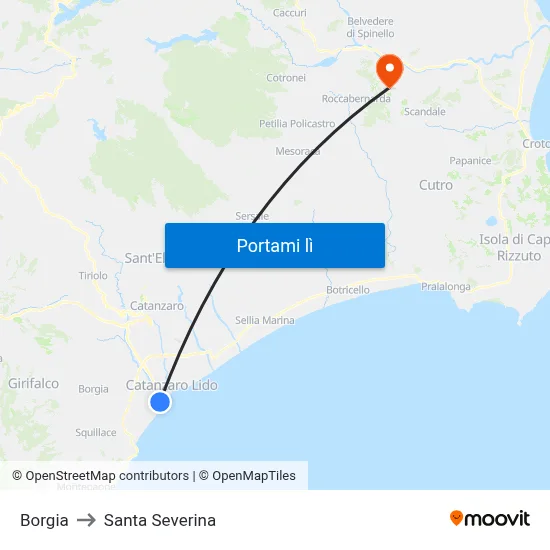 Borgia to Santa Severina map