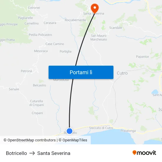 Botricello to Santa Severina map