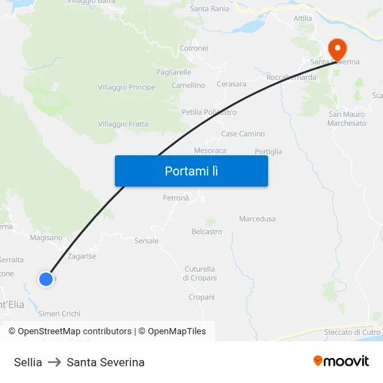 Sellia to Santa Severina map