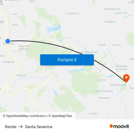 Rende to Santa Severina map