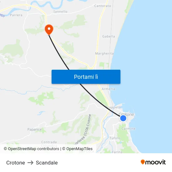 Crotone to Scandale map