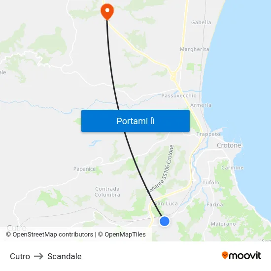 Cutro to Scandale map