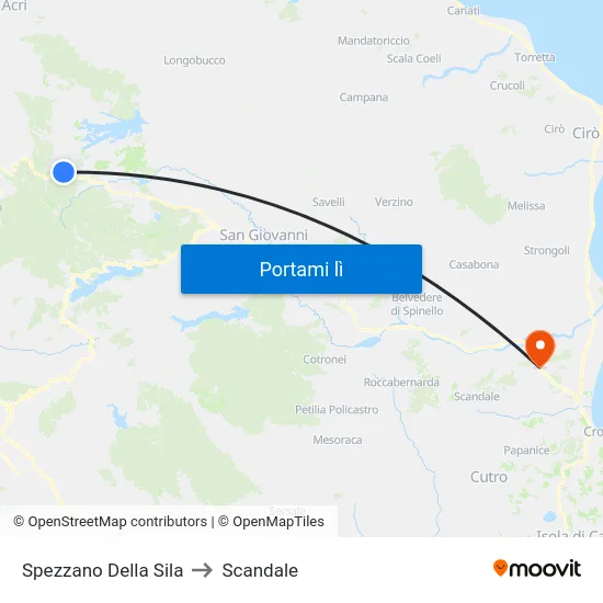 Spezzano Della Sila to Scandale map