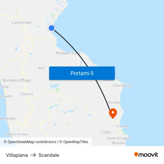 Villapiana to Scandale map