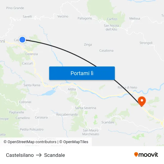 Castelsilano to Scandale map