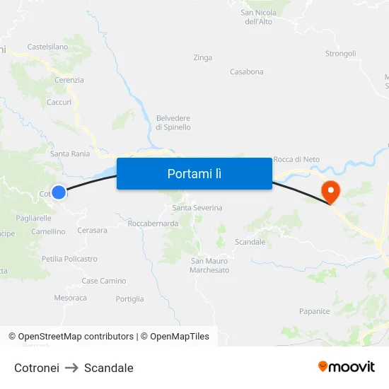 Cotronei to Scandale map