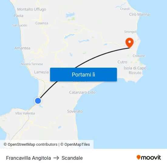 Francavilla Angitola to Scandale map