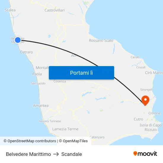 Belvedere Marittimo to Scandale map