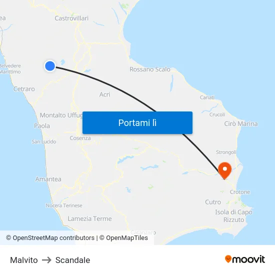 Malvito to Scandale map