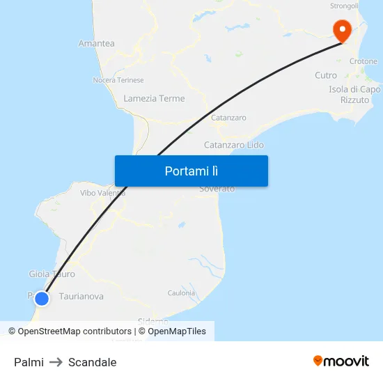 Palmi to Scandale map