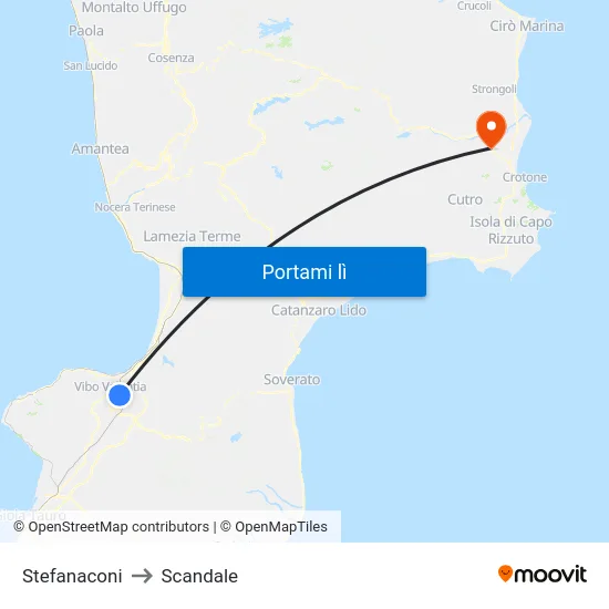 Stefanaconi to Scandale map