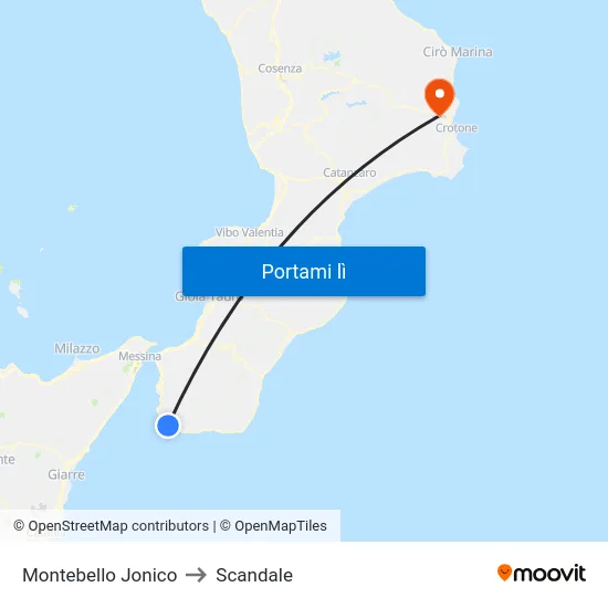 Montebello Jonico to Scandale map