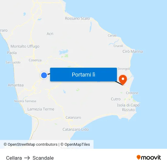 Cellara to Scandale map