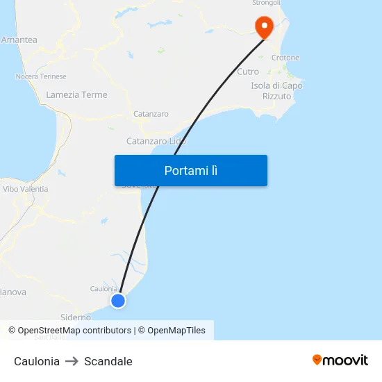 Caulonia to Scandale map