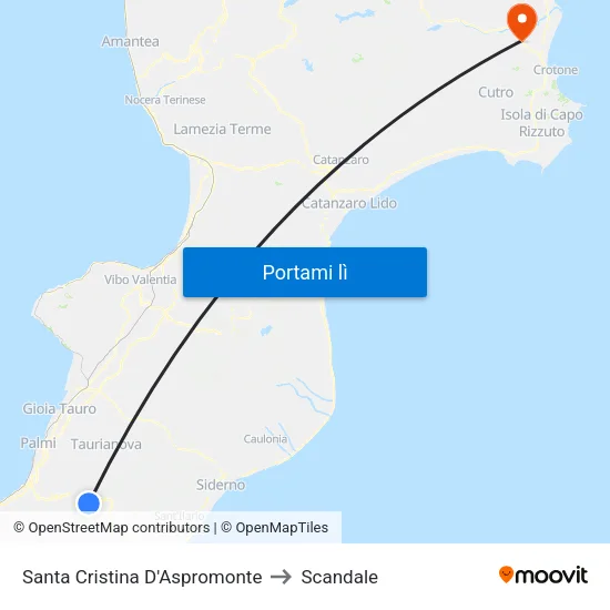 Santa Cristina D'Aspromonte to Scandale map