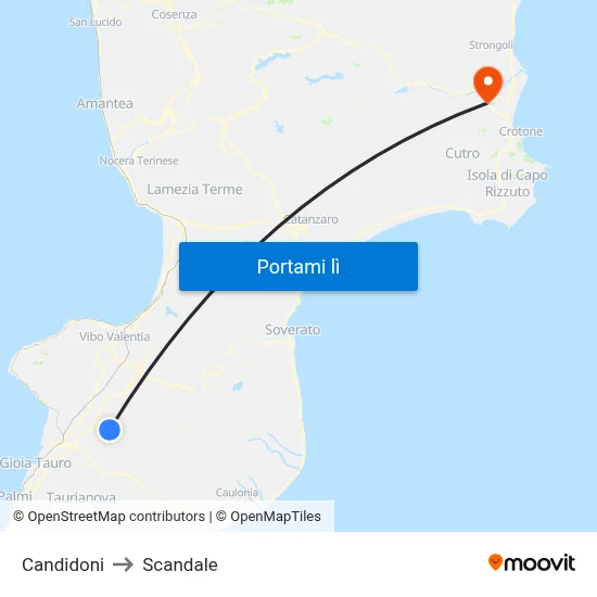 Candidoni to Scandale map