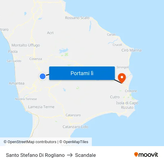 Santo Stefano Di Rogliano to Scandale map