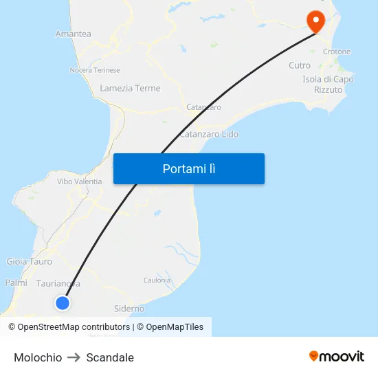 Molochio to Scandale map