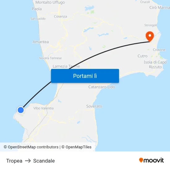 Tropea to Scandale map