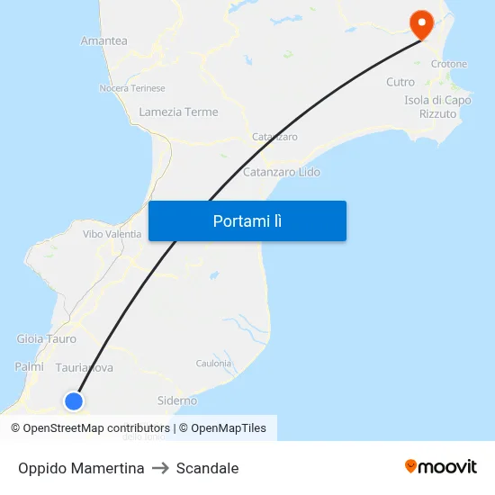 Oppido Mamertina to Scandale map