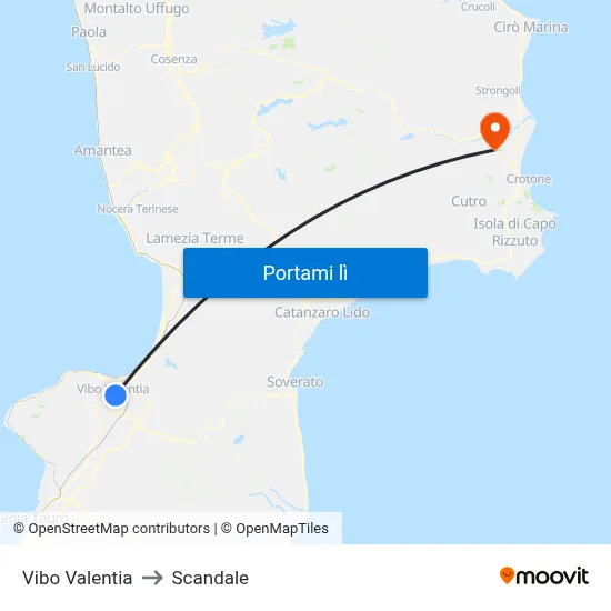 Vibo Valentia to Scandale map