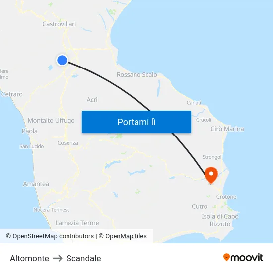 Altomonte to Scandale map