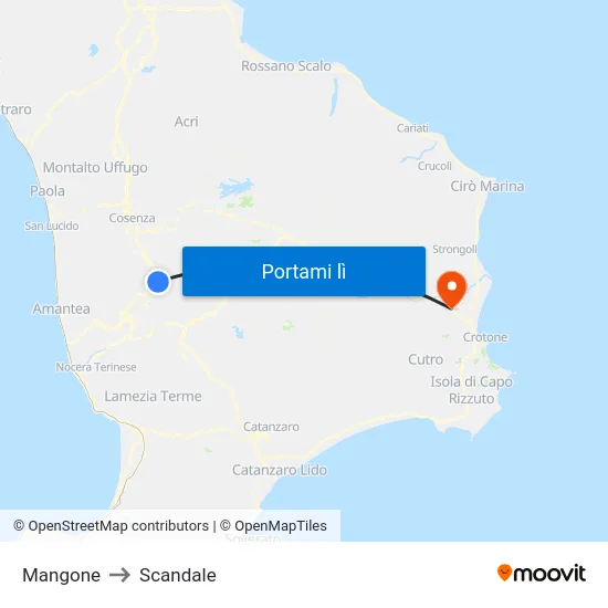 Mangone to Scandale map