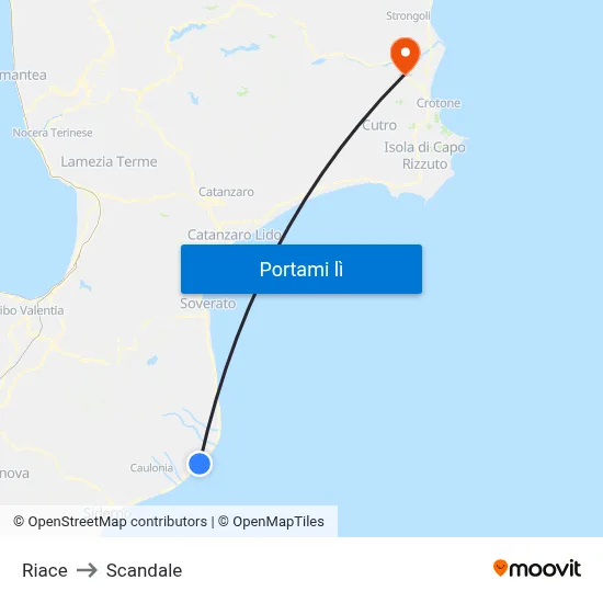 Riace to Scandale map
