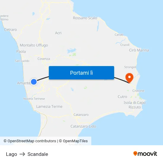 Lago to Scandale map