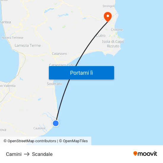 Camini to Scandale map