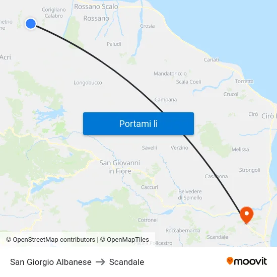 San Giorgio Albanese to Scandale map